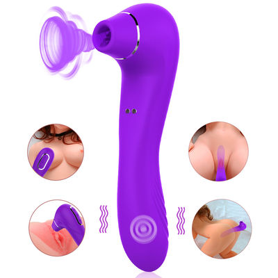 Vibrateurs adultes lavables de sexe effleurant des vitesses du jouet 10 de langue 190mm