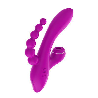 3 en 1 mode de succion de la baguette magique 500mAh 7 de lapin de mouvement du vibrateur G imperméable