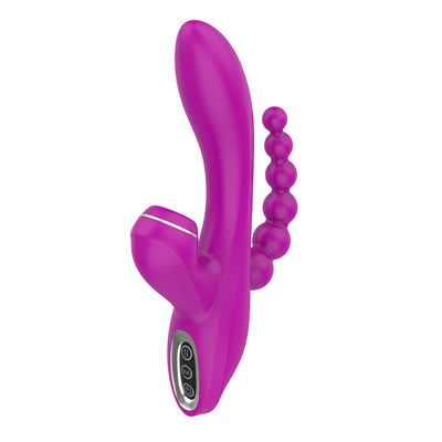 3 en 1 mode de succion de la baguette magique 500mAh 7 de lapin de mouvement du vibrateur G imperméable