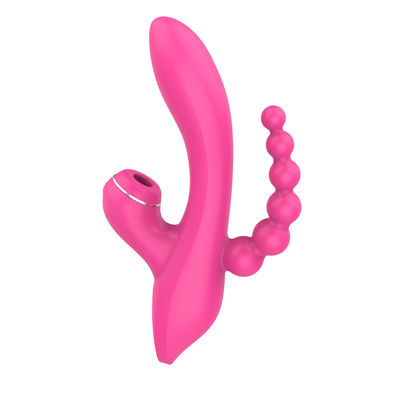 3 en 1 mode de succion de la baguette magique 500mAh 7 de lapin de mouvement du vibrateur G imperméable
