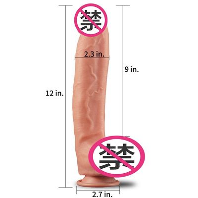 double courroie imperméable posée de coq réaliste du silicone 12inch sur le dilldo