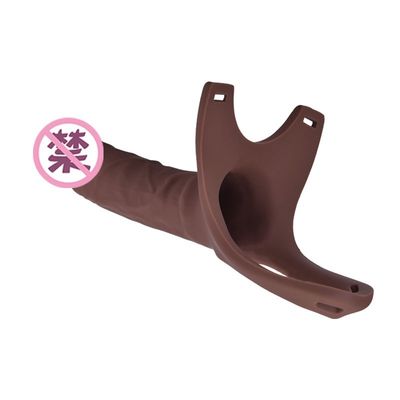 Courroie du godemiché 26cm Hollw de tasse d'aspiration de silicone d'OEM sur Dong incurvé