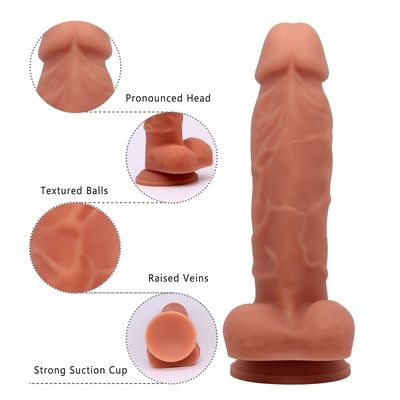 Jouet lesbien de sexe de godemiché de tasse d'aspiration ODM d'OEM sain de silicone de 7,4 pouces