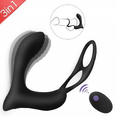 3 dans une radio masculine 400mah à télécommande de Ring Vibrator Personalised Butt Plug