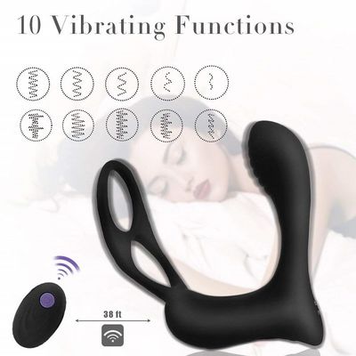 3 dans une radio masculine 400mah à télécommande de Ring Vibrator Personalised Butt Plug