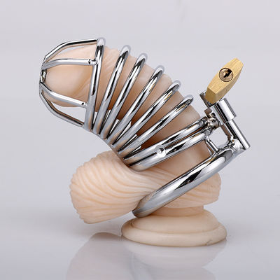 Petit métal verrouillable Chastity Cage Vibrator Cock Ring 45mm pour l'homosexuel